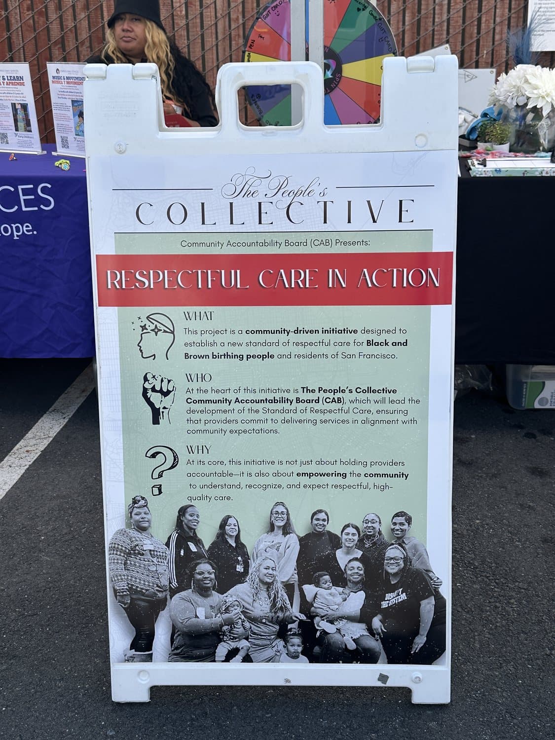 The People’s Collective “Respectful Care in Action” community sign